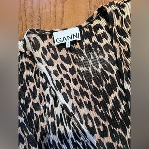Ganni Large Leopard Print Blouse